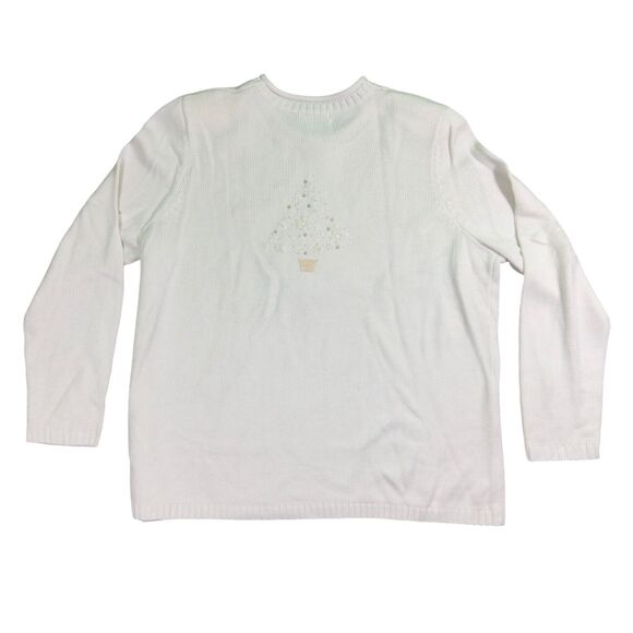 CJ Banks Sweater Women's 2X Ivory Hand Embroidered Beaded Sequin Pullover Retro - Picture 2 of 9